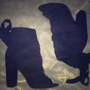 Aldo peep toe bandage boots